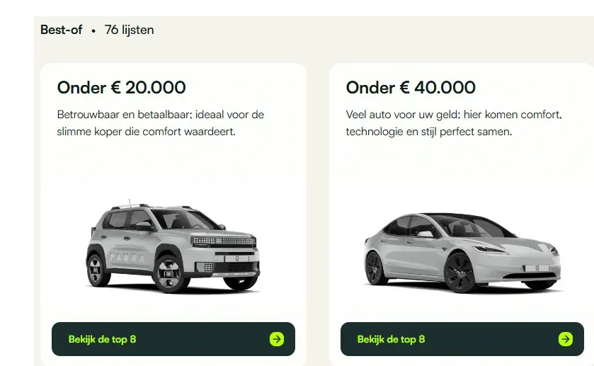 Comparaison de voitures modernes sous 20.000€ et 40.000€ pour confort et technologie.