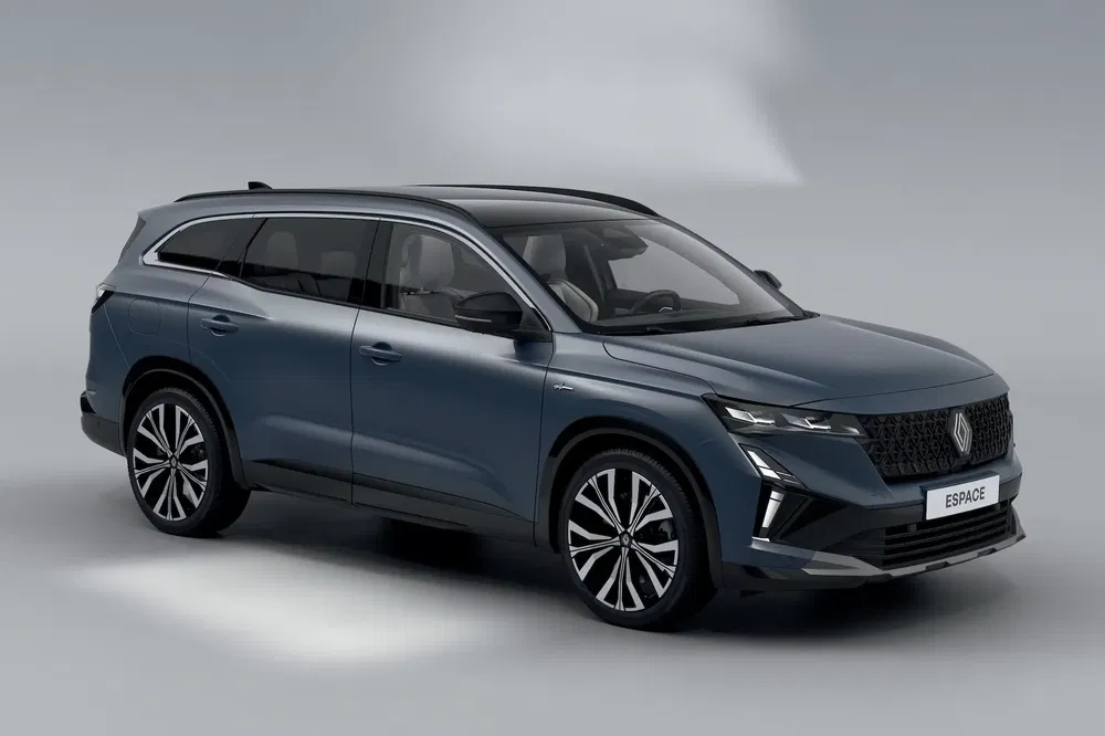 {"fr":"Renault Espace SUV bleu, design moderne et épuré, vue latérale sur fond gris.","nl":"Renault Espace SUV in blauw, modern en strak ontwerp, zijaanzicht tegen grijze achtergrond."}