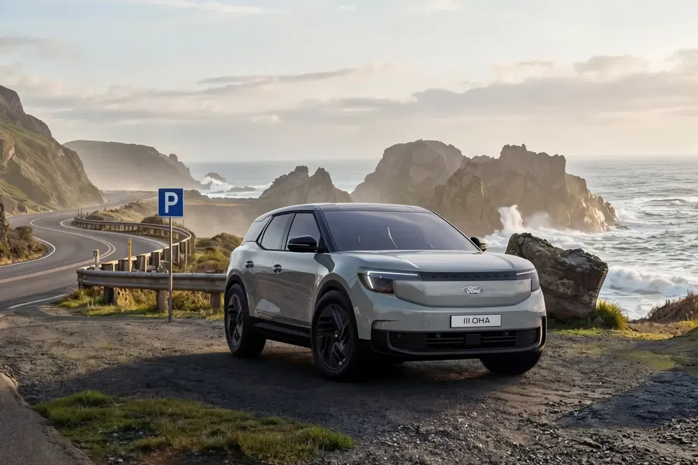 {"fr":"Ford SUV moderne garé près de la route côtière sinueuse avec vue sur l'océan rocheux.","nl":"Moderne Ford SUV geparkeerd bij bochtige kustweg met uitzicht op rotsachtige oceaan."}