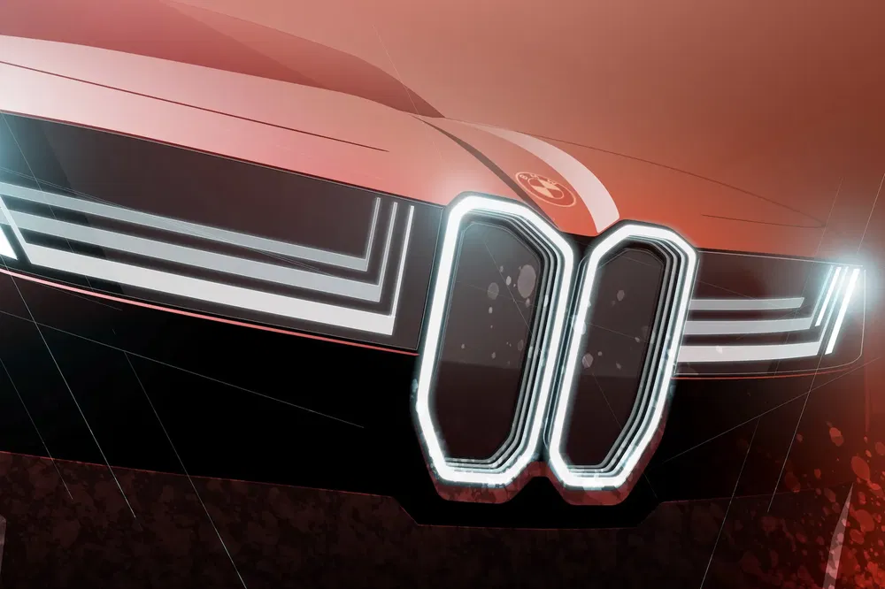 {"fr":"Illustration avant BMW avec calandre distinctive et phares LED stylisés.","nl":"Illustratie van BMW-voorkant met kenmerkende grille en gestileerde LED-koplampen."}