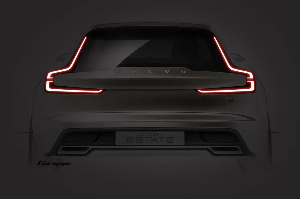 Volvo Estate concept met opvallende LED-achterlichten en strak design.