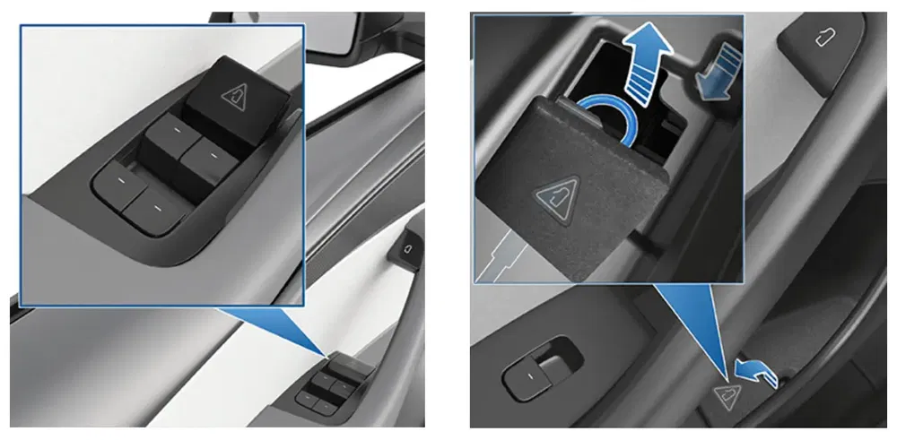 {"fr":"Bouton de sécurité et ouverture manuelle de porte dans une voiture moderne.","nl":"Veiligheidsknop en handmatige deuroptening in een moderne auto."}