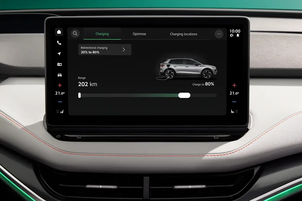 {"fr":"Écran tactile de voiture électrique Volkswagen, affichant l'état de charge à 80%.","nl":"Volkswagen elektrisch auto touchscreen met 80% laadstatus weergegeven."}