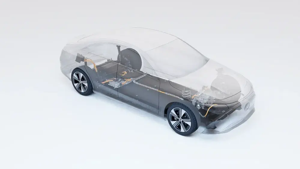 Illustration du système électrique transparent d'une voiture électrique avancée.