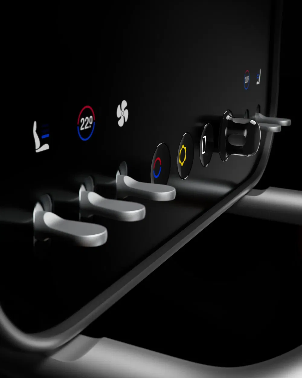 Commandes de climatisation d'intérieur d'une Pagani Huayra au design moderne et élégant.