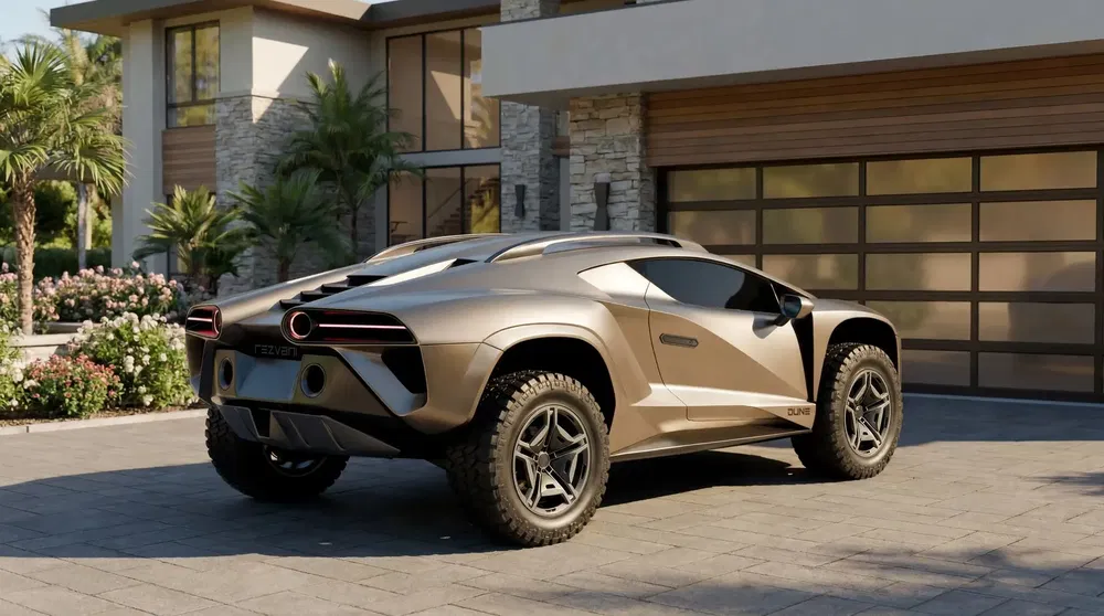 {"fr":"Lamborghini Italdesign Parcour bronze garée devant maison moderne, vue de derrière.","nl":"Lamborghini Italdesign Parcour bronzen, geparkeerd voor moderne woning, achteraanzicht."}